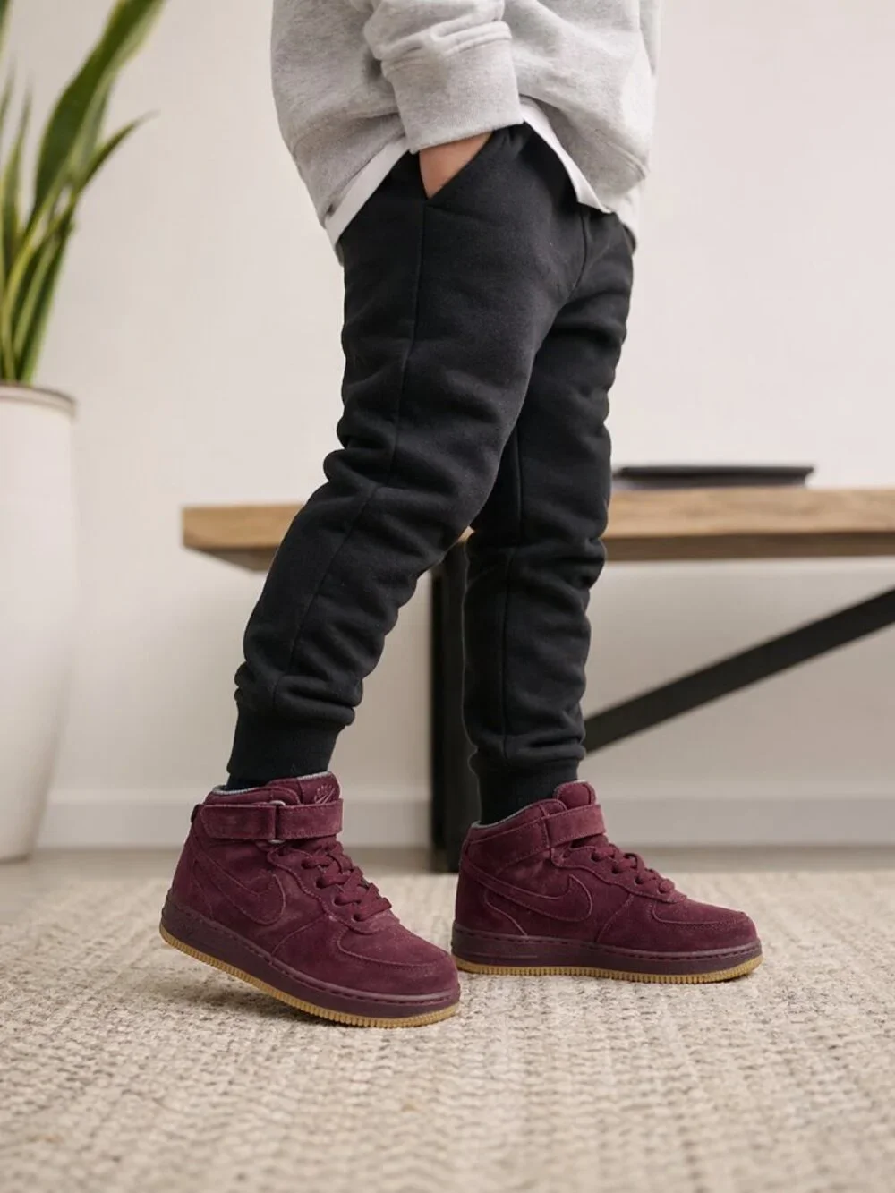 Nike Air Force 1 Mid LV8 Burgundy Suede Gum Sole Kids Size 3Y